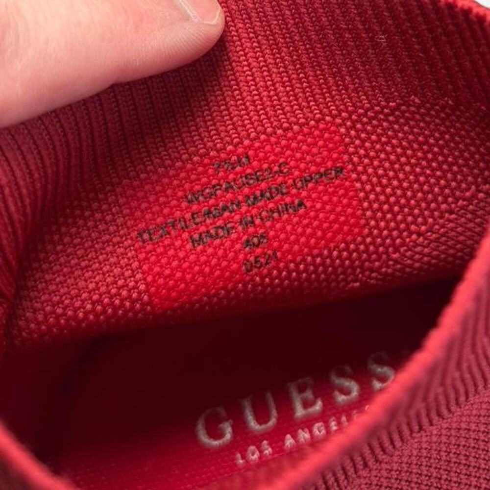 Guess Women Sock Sneakers Size 7.5 Red Black Knit Slip-On Athletic Stylish - Picture 7 of 8